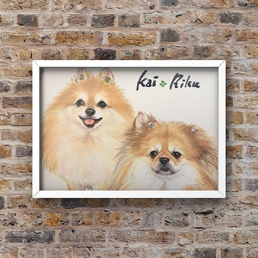 ペットB4サイズ（257x364）2名様｜ペット似顔絵 犬/猫などリアルな
