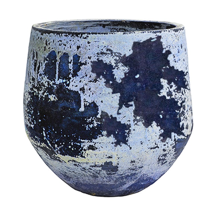 植木鉢 釉薬陶器製 大型 ライスター エッグ ブルーライム（青） φ45cm