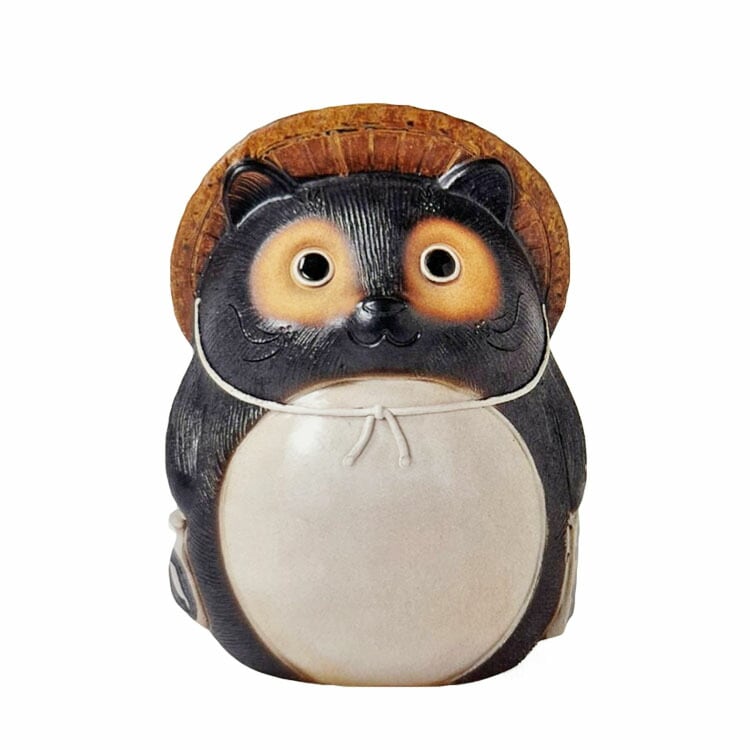 信楽焼 釉薬陶器製 丸狸置物（タヌキ）オブジェ（オーナメント）H50cm