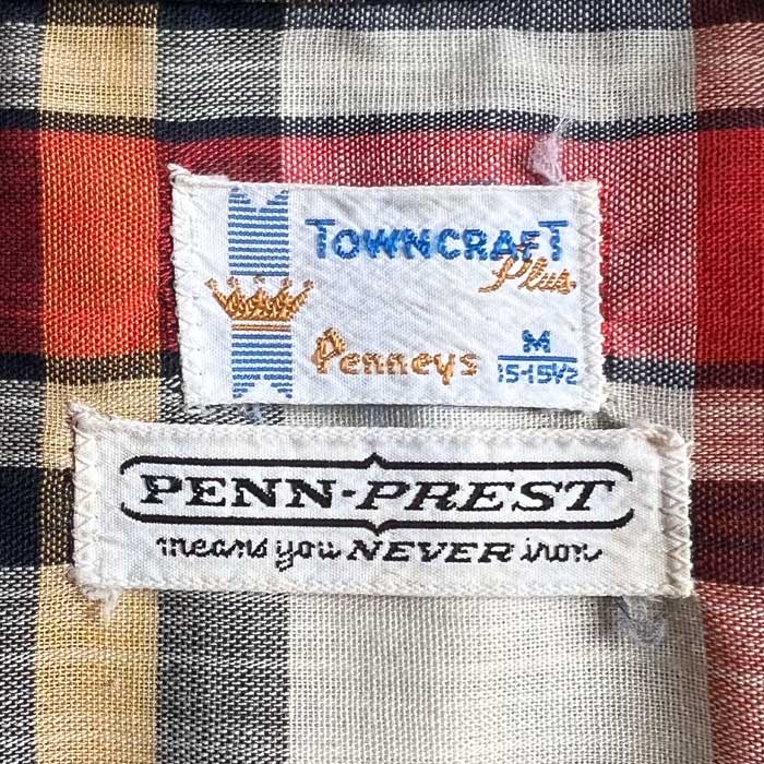 VINTAGE 60'S PENNEYS TOWN CRAFT PENN-PREST OPEN COLLAR SHORT