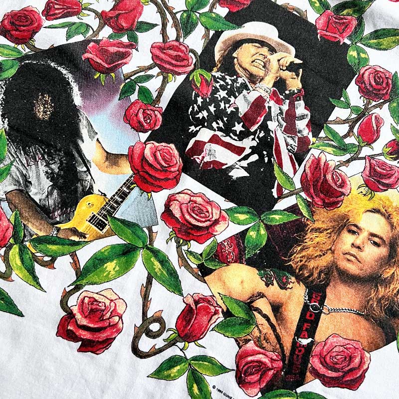 90's GUNS'N ROSES 93'World Tour T-Shirts XL/WHITE Made in USA 90
