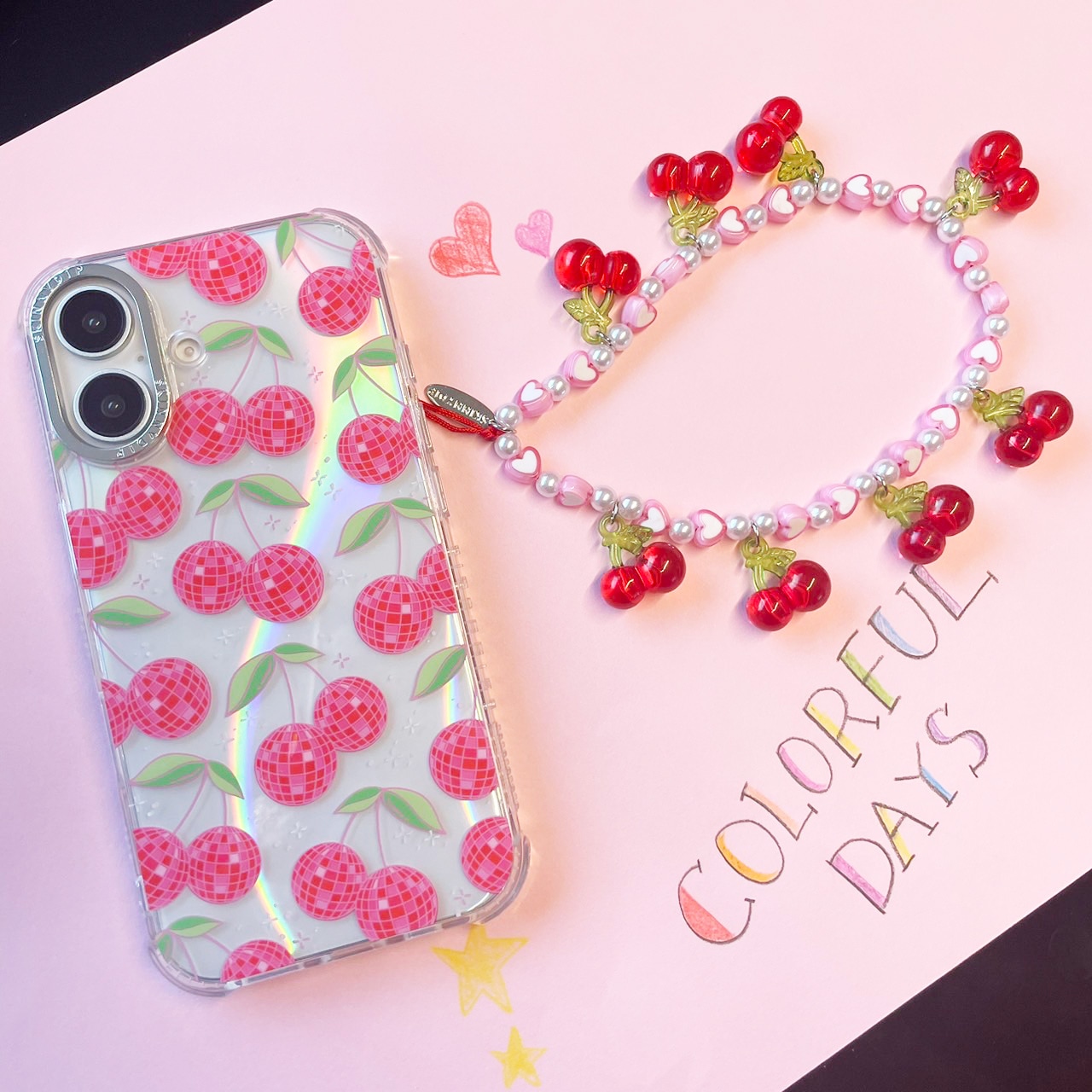 Skinnydip ハート型ビーズストラップ 2種セット フォンストラップ