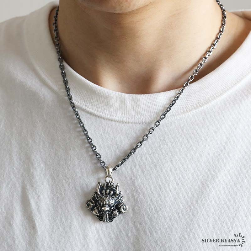 シルバー925 ドラゴンヘッドネックレス [ns238-cs030-3mm-50cm