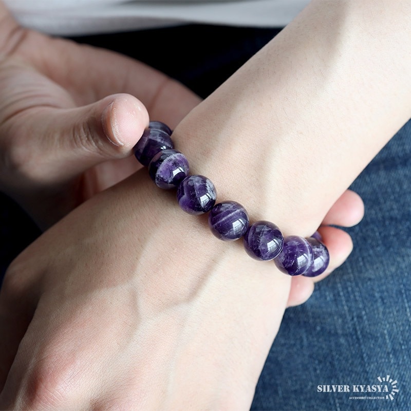 天然アメジストブレスレット 14mm [b876-14mm] | ブレスレット
