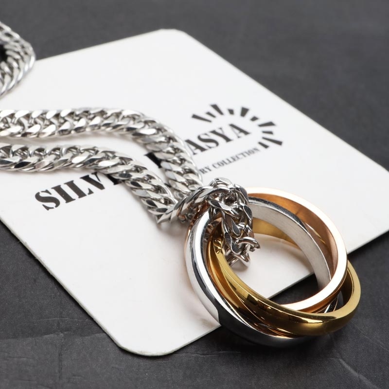 ステンレス 3連リングネックレス [nc068-r105-n348-5mm] | すべての