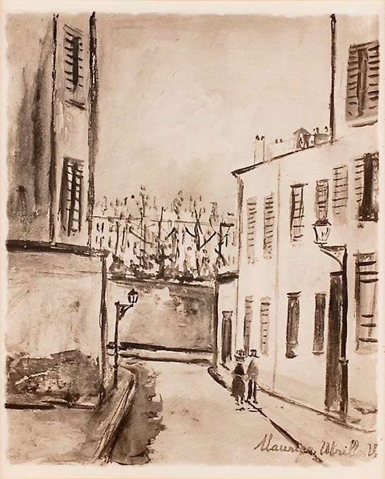 モーリス・ユトリロ 「モンマルトルの小径（モノクロ版