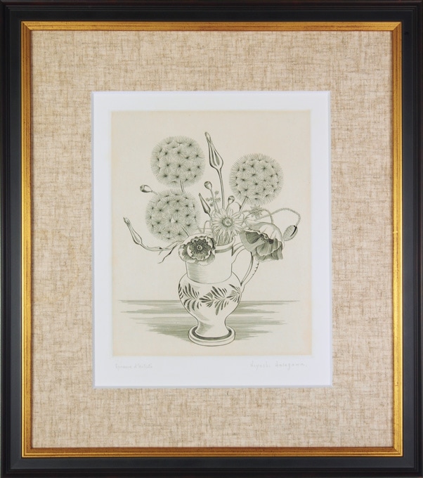 長谷川潔 「花瓶に挿したコクリコと種草」 | | アトリエ・ブランカ