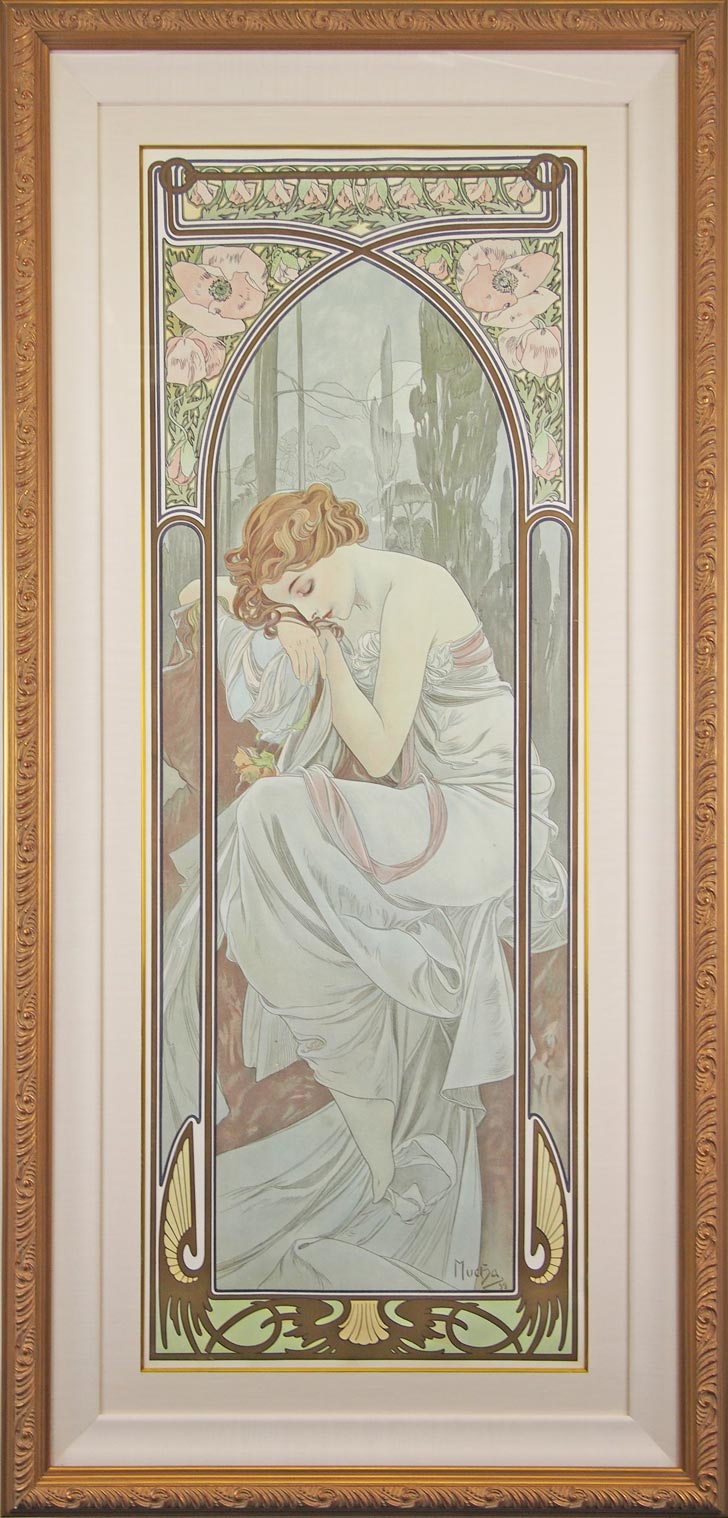 アルフォンス・ミュシャ 「四つの時の流れ」 四点セット（個別額装