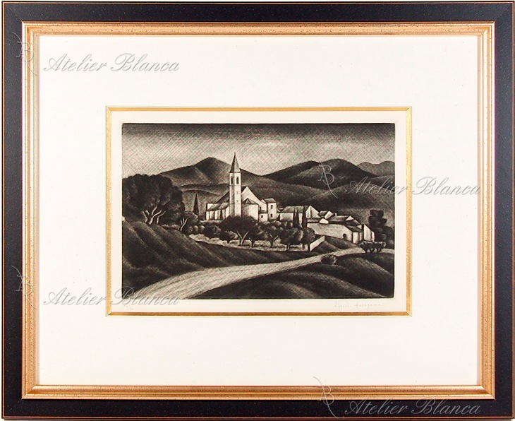 長谷川潔 「教会への道（ロエの村）」 | | アトリエ・ブランカ