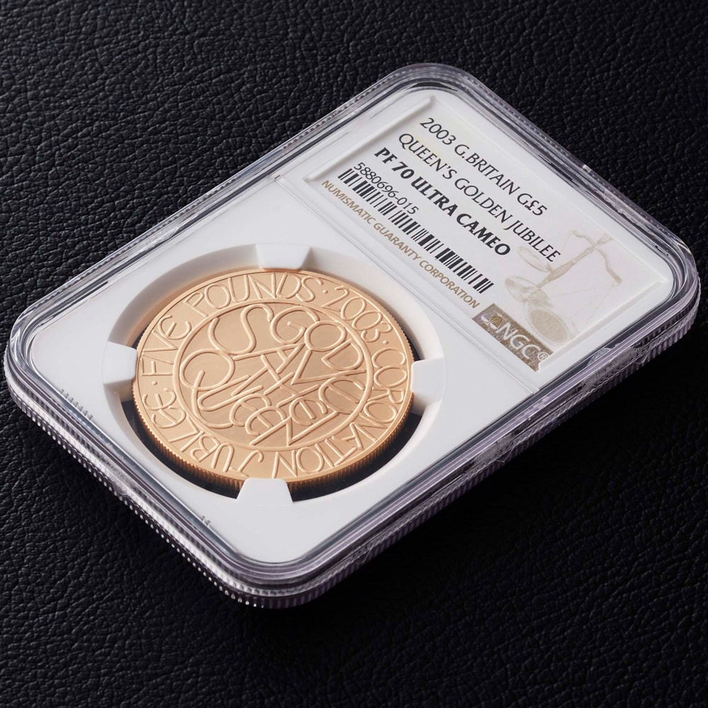 2003年 イギリス エリザベス2世 戴冠50年記念 5ポンド 金貨 NGC 70UCAM