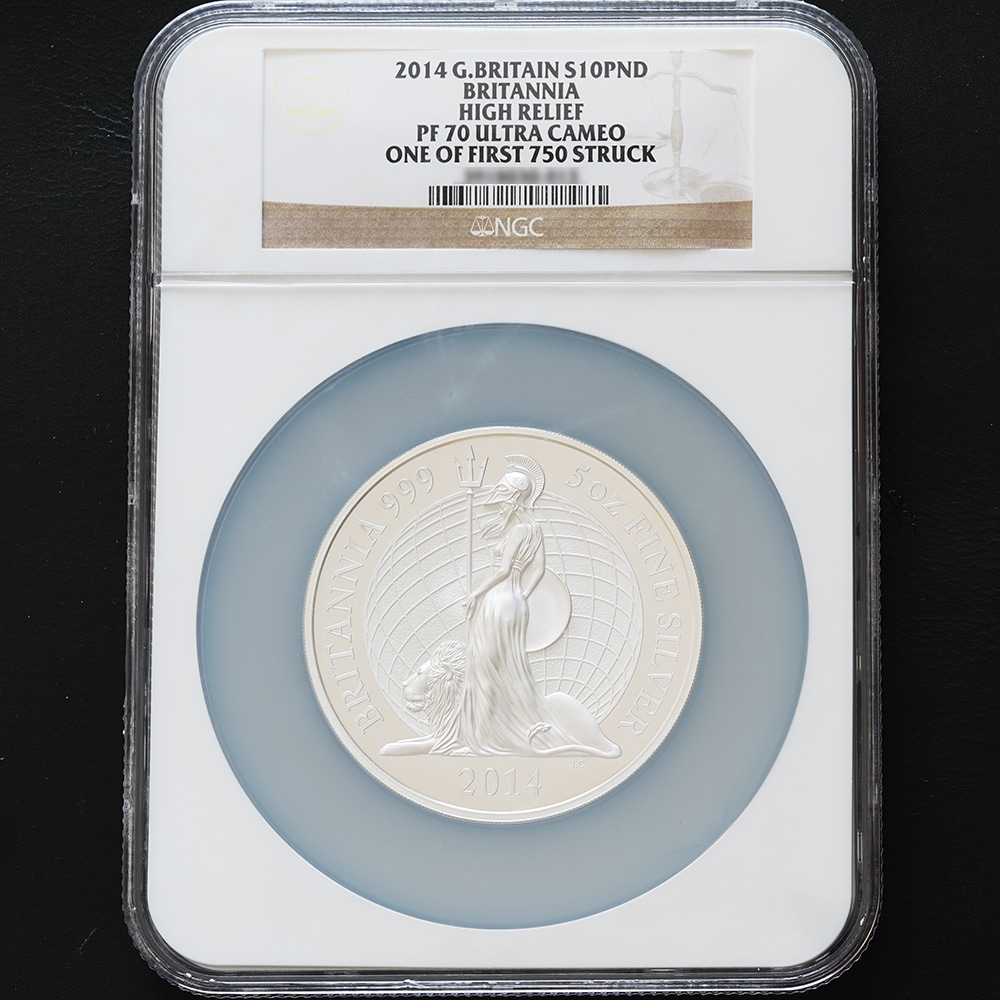 最高鑑定】2014年 ブリタニア 10ポンド 5オンス銀貨 PF70UCAM HIGH