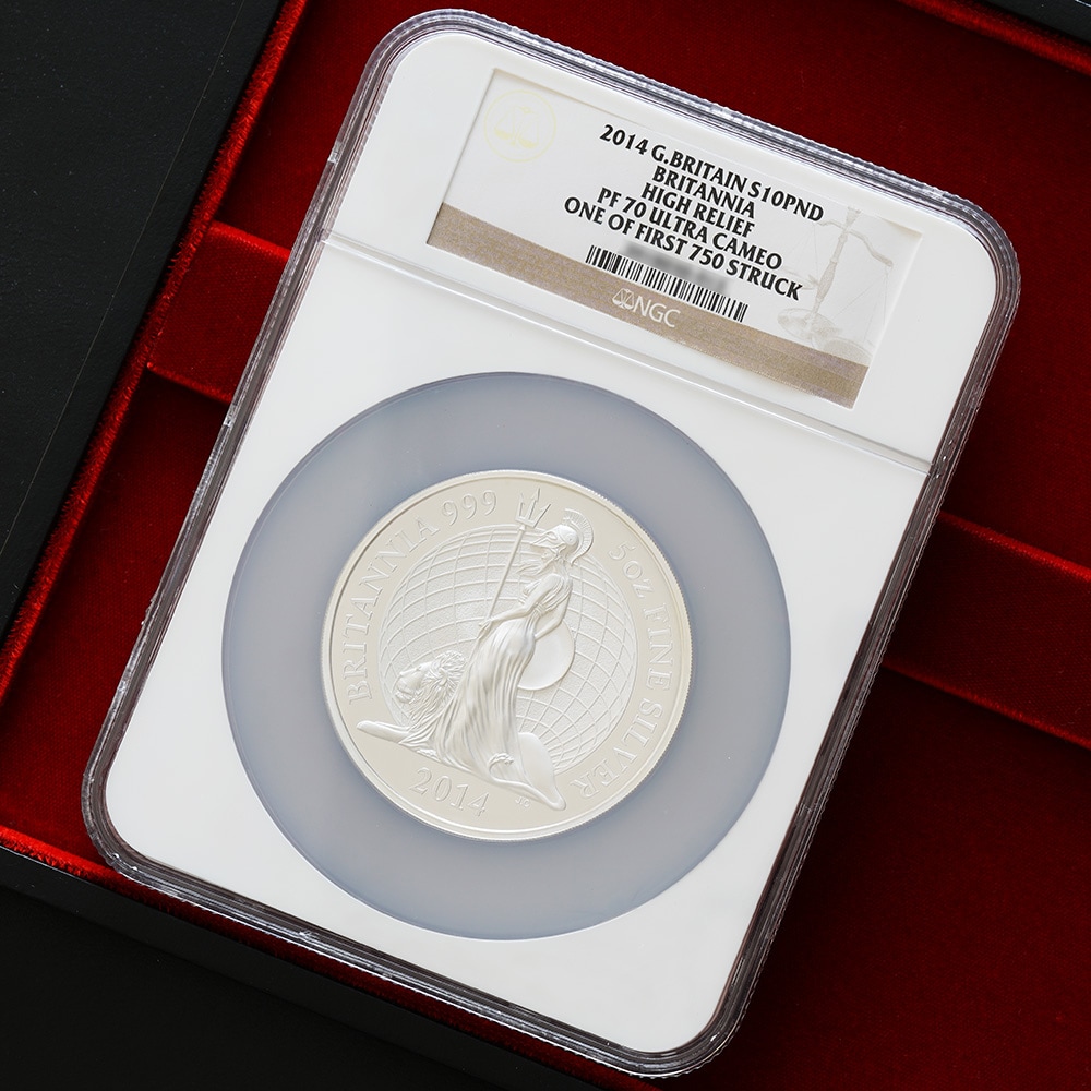 最高鑑定】2014年 ブリタニア 10ポンド 5オンス銀貨 PF70UCAM HIGH