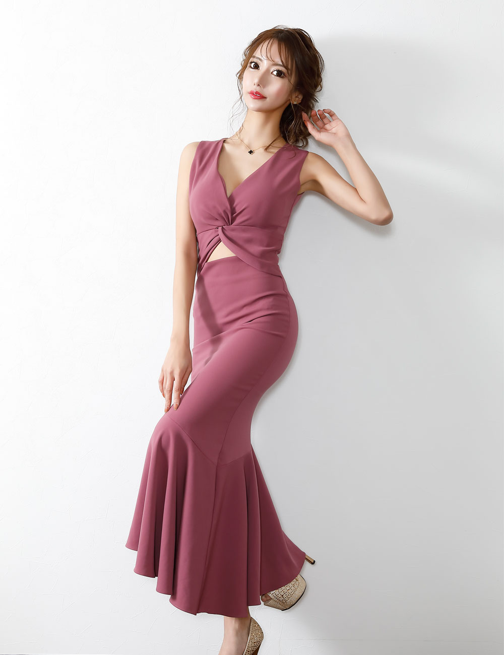 RANS】丈長/ロング/ドレス/マーメイド/ワンピース/ピンク/S/M/ドレス