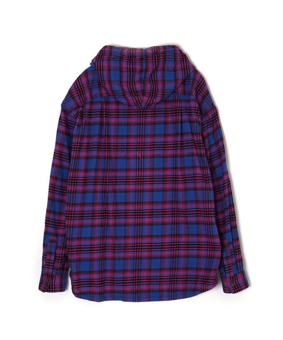 FACETASM ファセッタズム】HOODED ORIGINAL CHECK SHIRT/NAVY×PINK