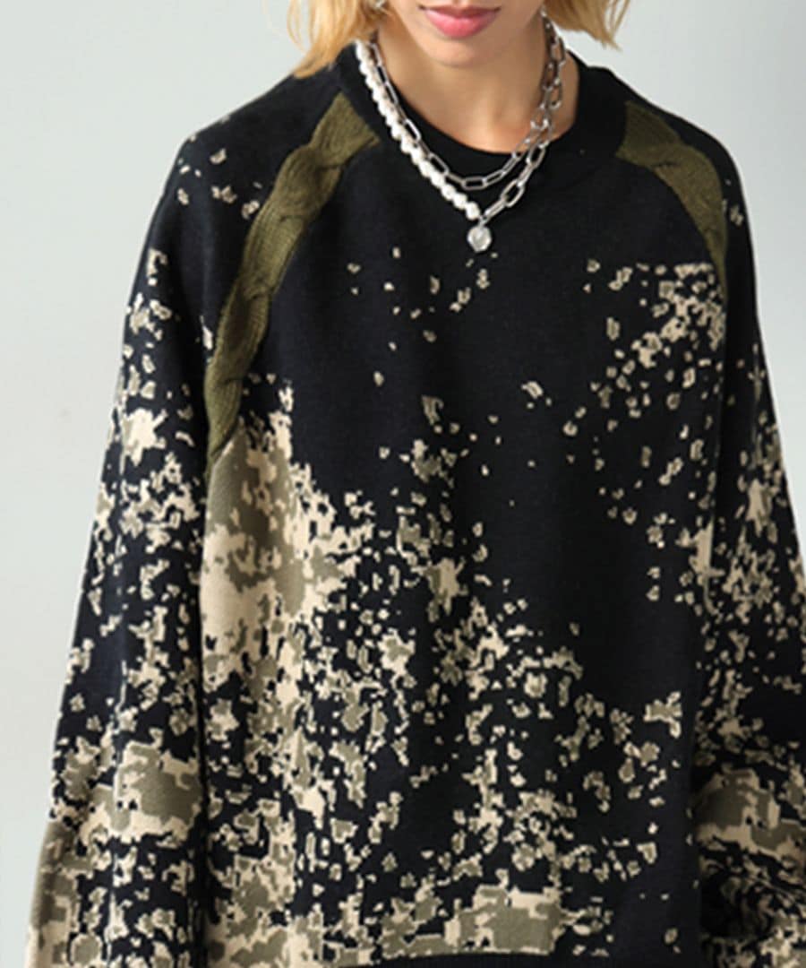 ドット柄 グラデーションニット レディース 長袖 柄 送料無料・メール