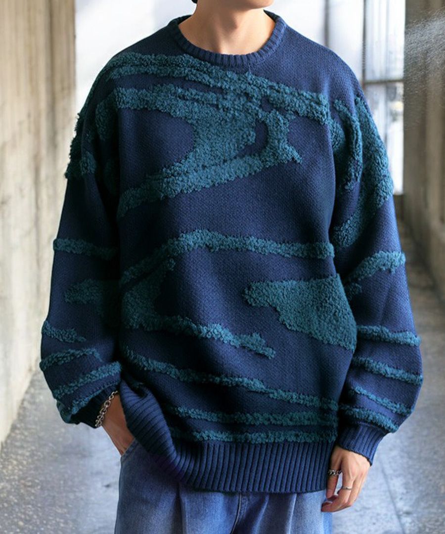 ジャガードニット ニット メンズ トップス 長袖 送料無料・メール便