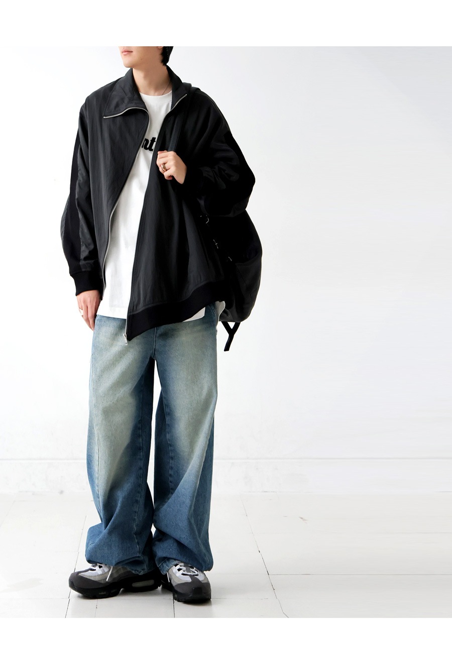 斜めジップ 配色ライン ブルゾン メンズ 羽織り 送料無料・再入荷