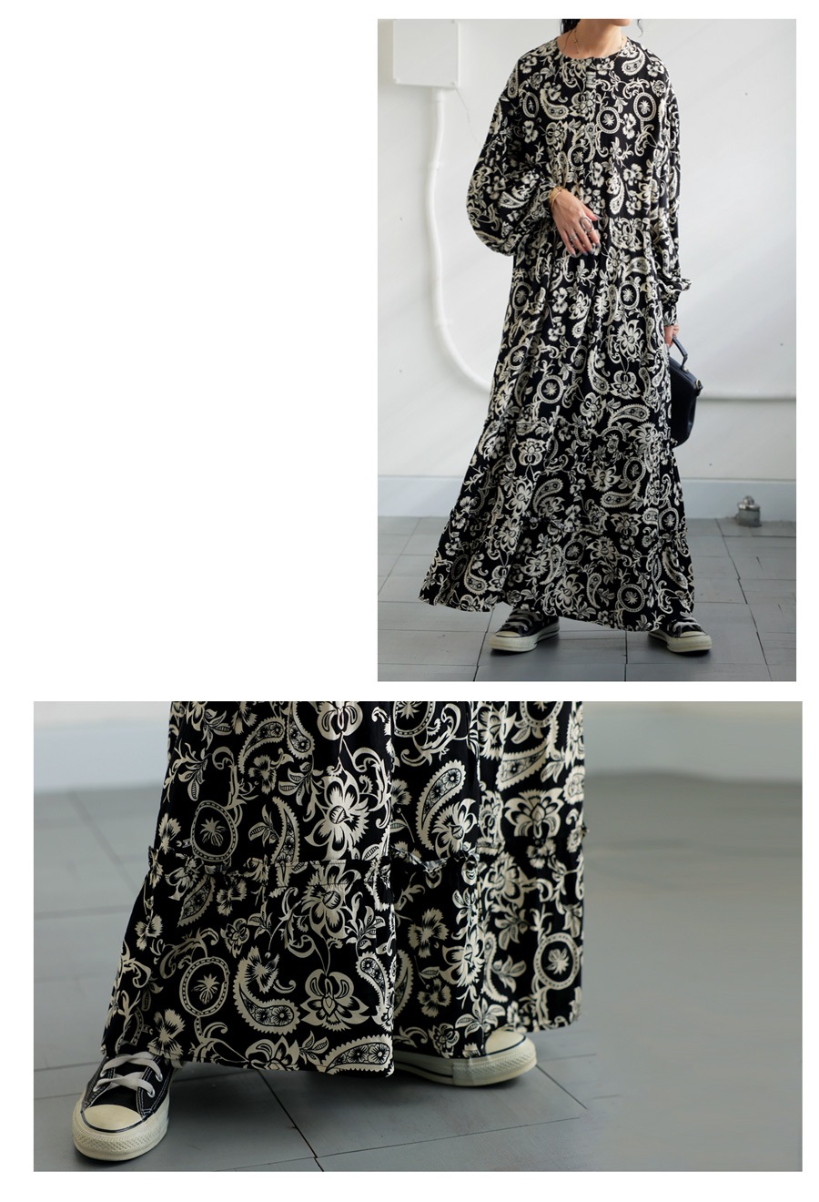 ペイズリー花柄ワンピース ワンピース レディース 送料無料・メール便