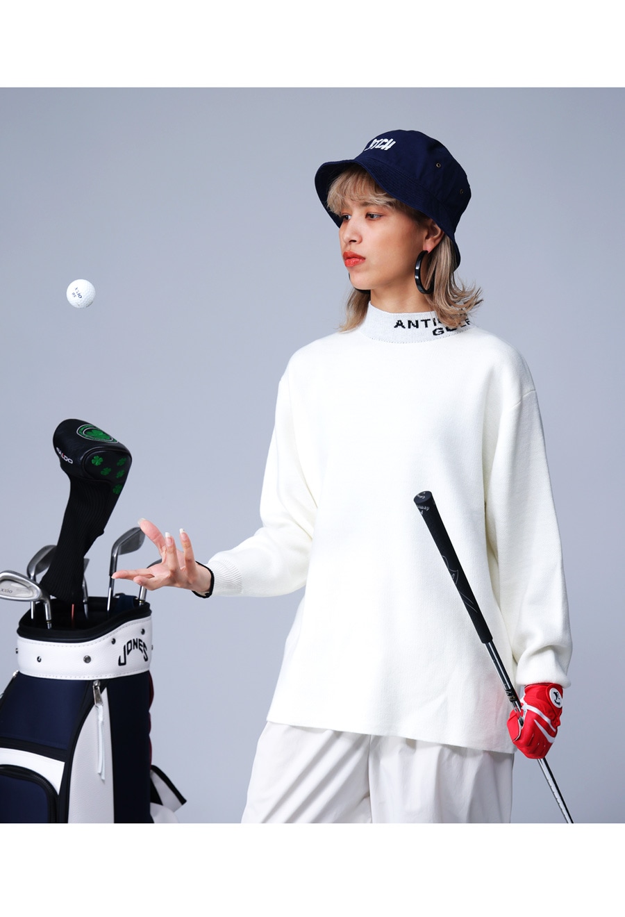 ANTIQUA GOLF ハイネックニット レディース 送料無料・再入荷 メール便
