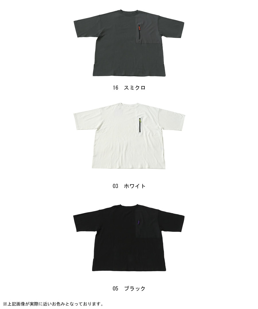 異素材ポケットTシャツ Tシャツ レディース トップス 半袖 無地・再販