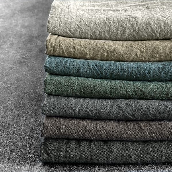 生地サンプル】洗いをかけた 先染め リネンシャンブレー 天日干し 異