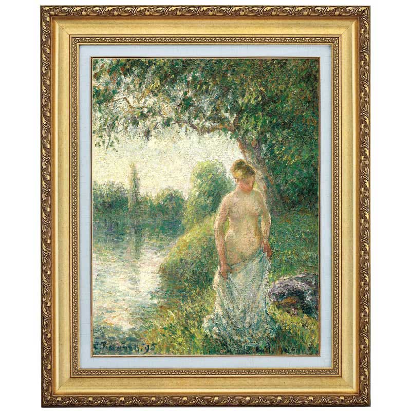 水浴する女』 カミーユ・ピサロ 10号 立体複製名画 額装付 【ポイント