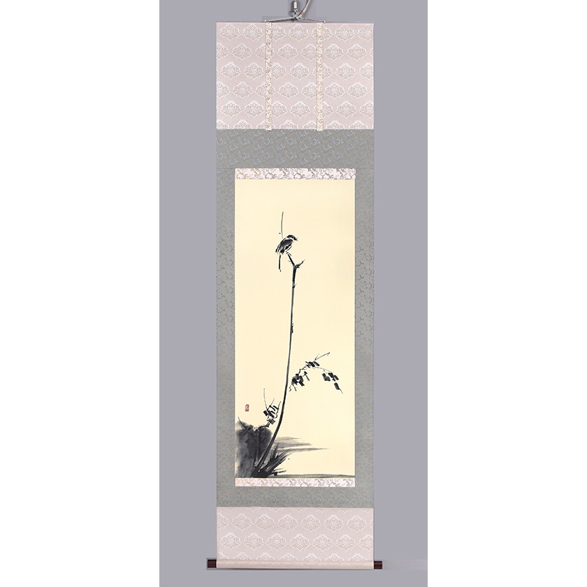 宮本武蔵 「布袋観闘鶏図」 複製 掛軸【ポイント5％還元中】アートの