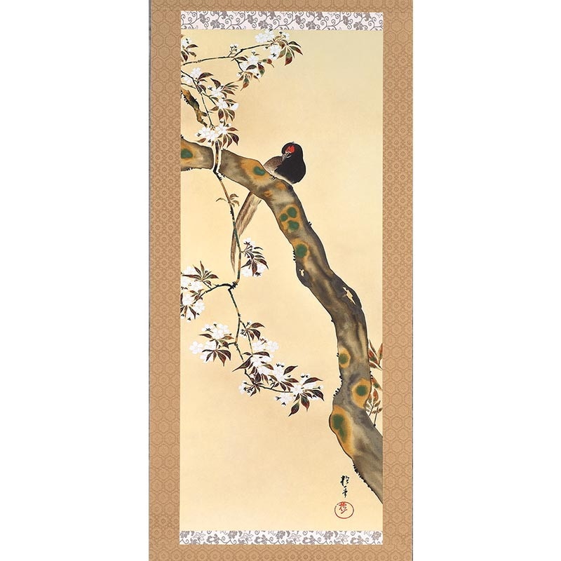 酒井抱一 「十二か月花鳥図」 三月 「桜に雉子図」 複製掛軸