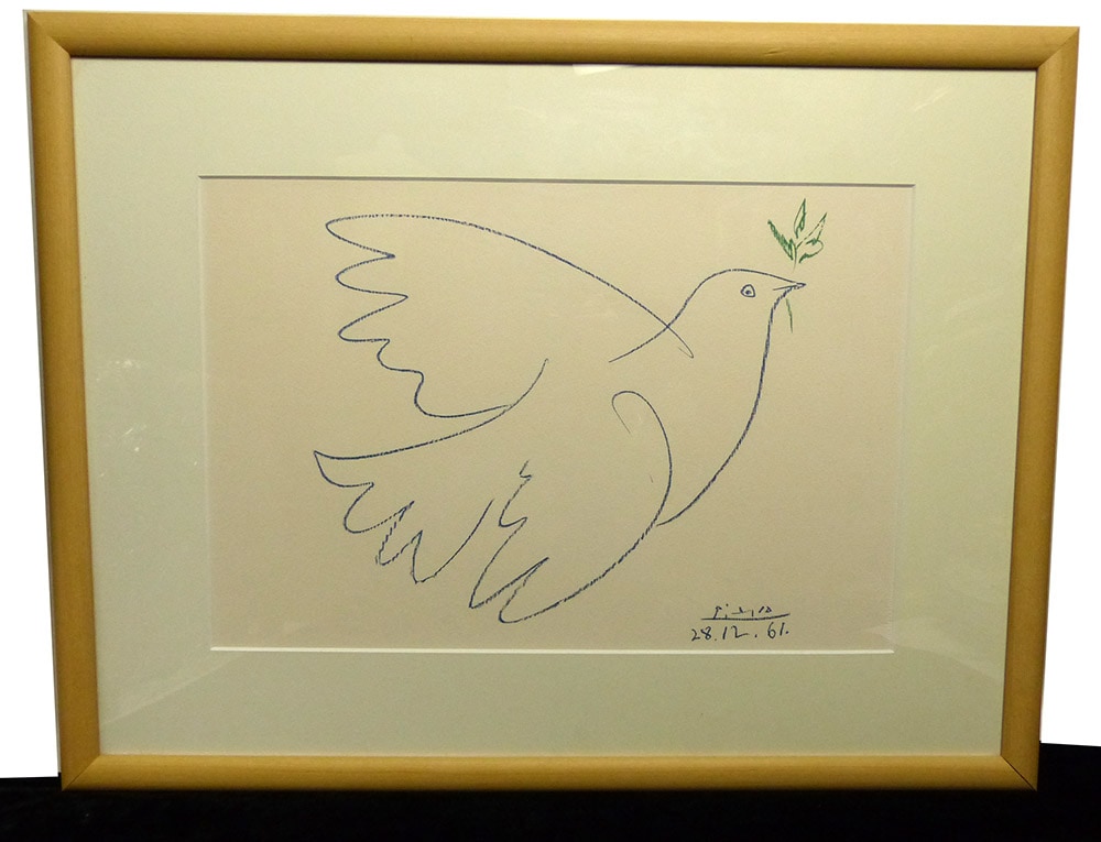 パブロ・ピカソ「青い鳩」リトグラフポスター「COPYRIGHT S.P.A.D.E.M