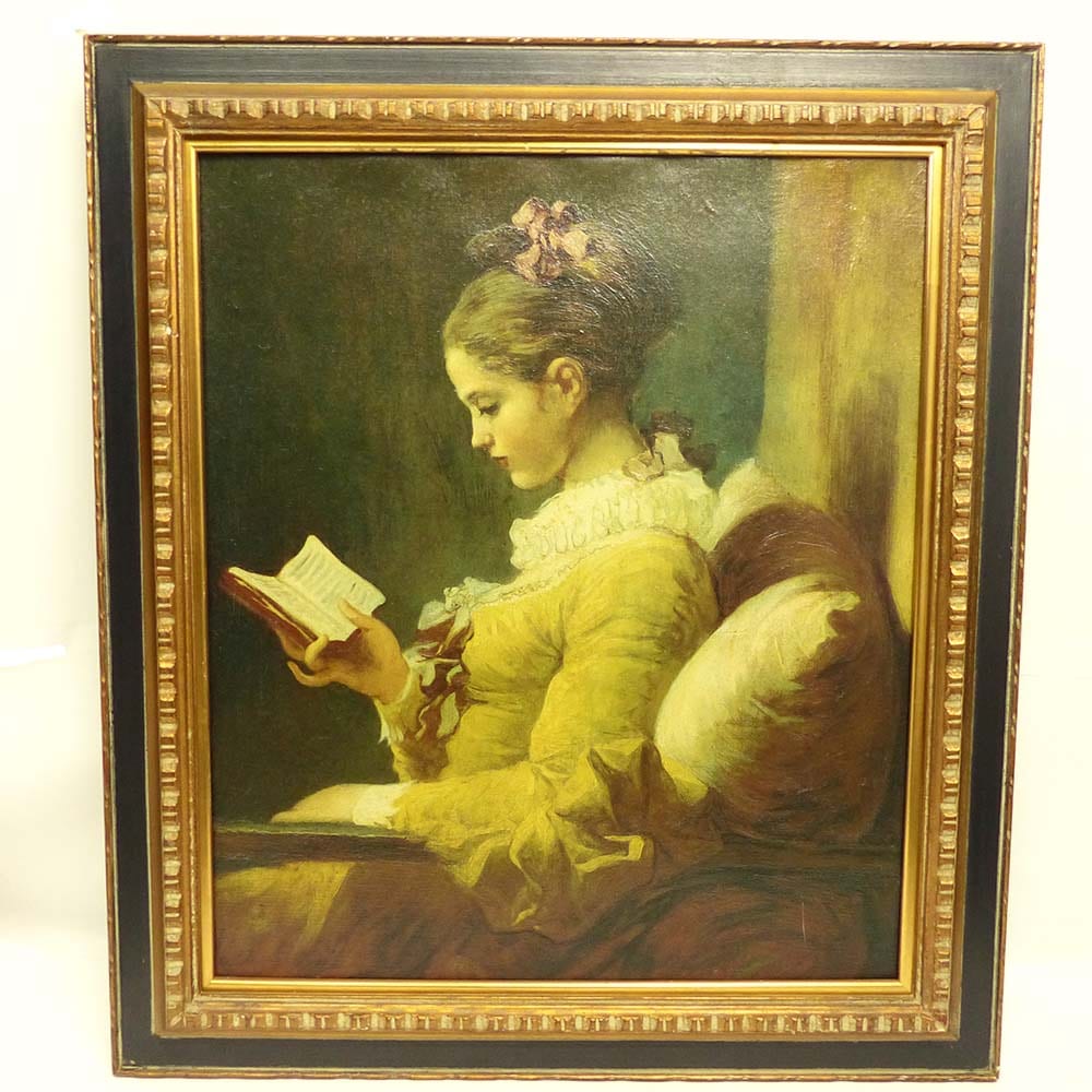 ジャン・オノレ・フラゴナール 「読書する娘」油絵 立体複製画 美人画