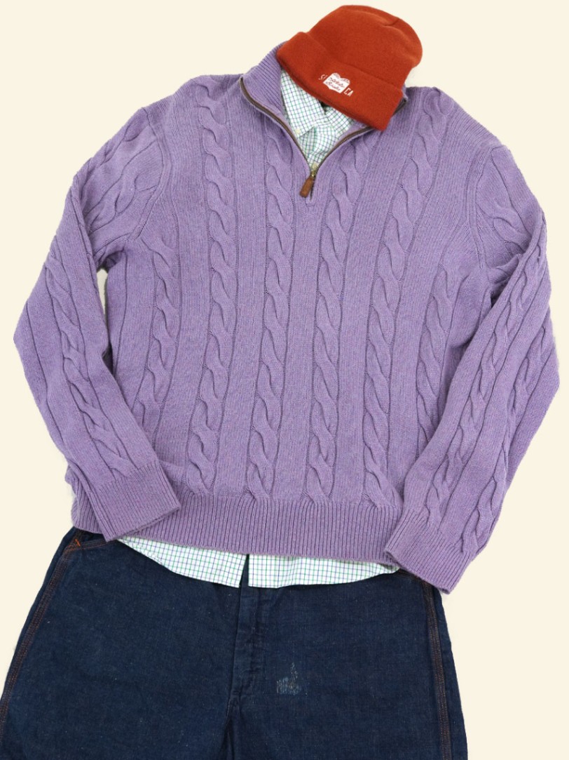 ラルフローレン ハーフジップ ドライバーズニット シルク×カシミア