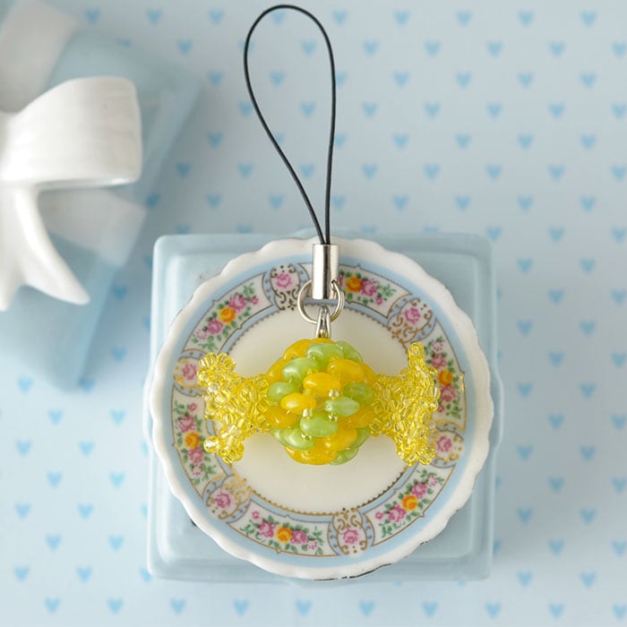 キャンディのストラップ（イエロー×グリーン） 【作家：しのはらみわ