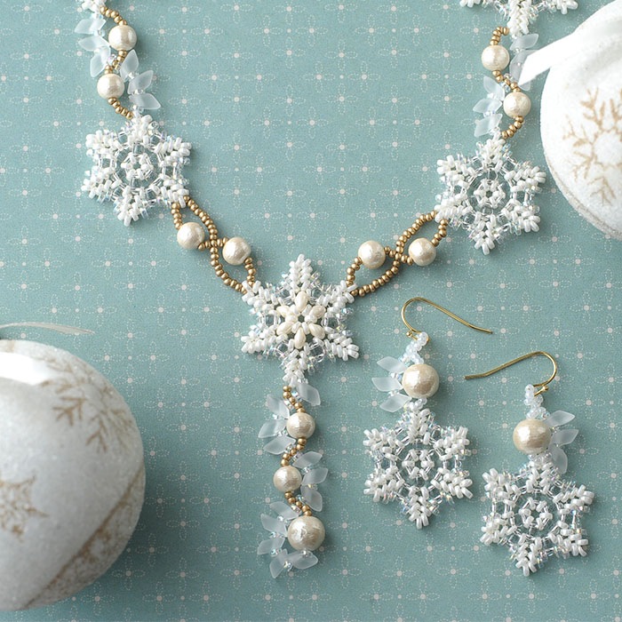 SNOW CRYSTAL ネックレス＆ピアス（イヤリング）セット 【作家：大槻