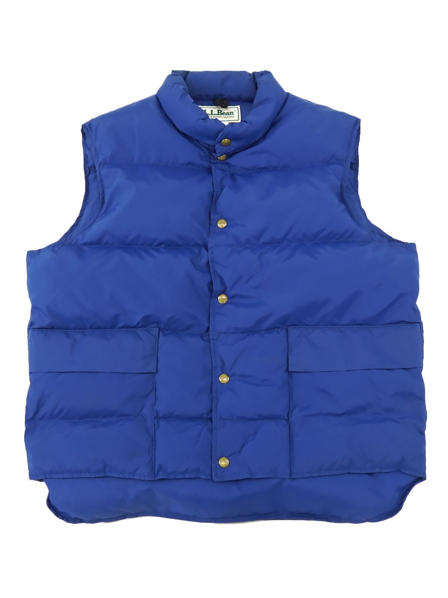 80's～ L.L.BEAN 2ポケ ダウンベスト ネイビーブルー 表記(L) USA製