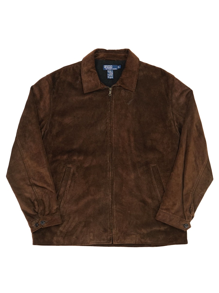 ラルフローレン フルジップ スエードジャケット ブラウン 表記(L