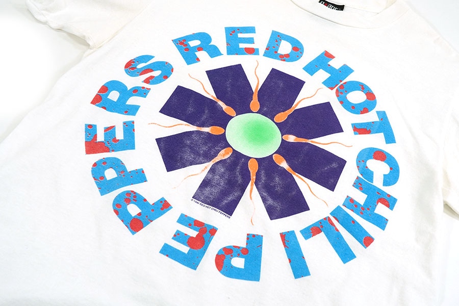 90's Giant ''RED HOT CHILI PEPPERS'' 精子プリントTシャツ ホワイト