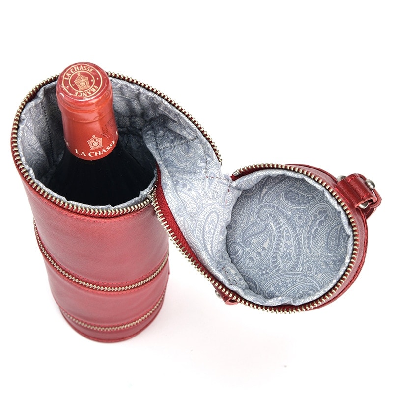 HATTORI 本革ワインボトルケース Mサイズ（ボルドー、日本酒向け