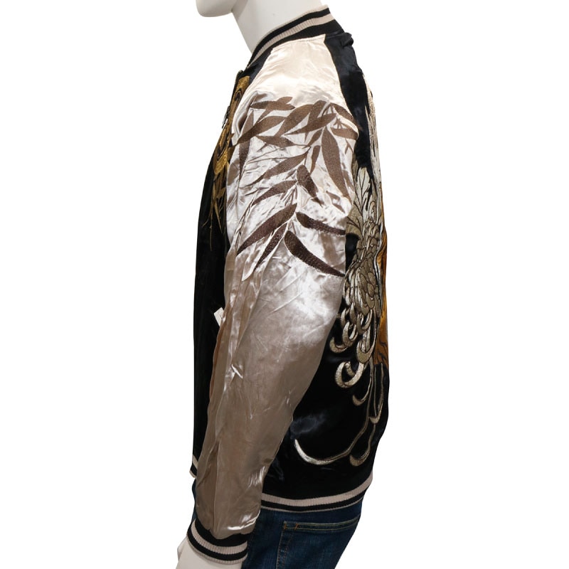 絡繰魂 粋 × 古都古都 信長の虎 刺繍 和柄 リバーシブル スカジャン