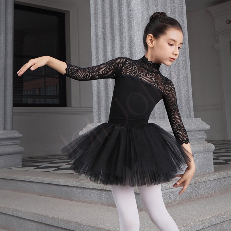 バレエロングスリーブレオタードスカート付ジュニア3色展開 SIK1253