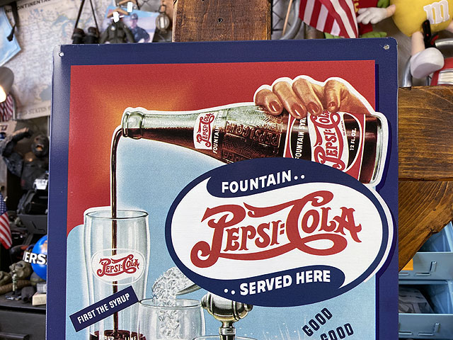 ペプシコーラ ブリキ看板 （ビッグ10オンスグラス）の通販・販売