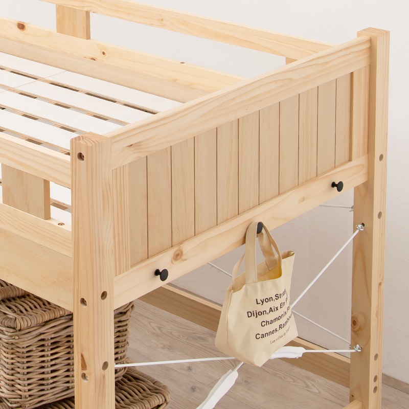 シングル 186cm】高さ186×ベッド下140cm 天然木 ロフトベッド ハシゴ