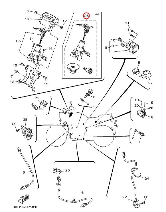 YAMAHA純正 FZ-X ['23-] キーセット #BCL-XH250-10 | オートバイ部品
