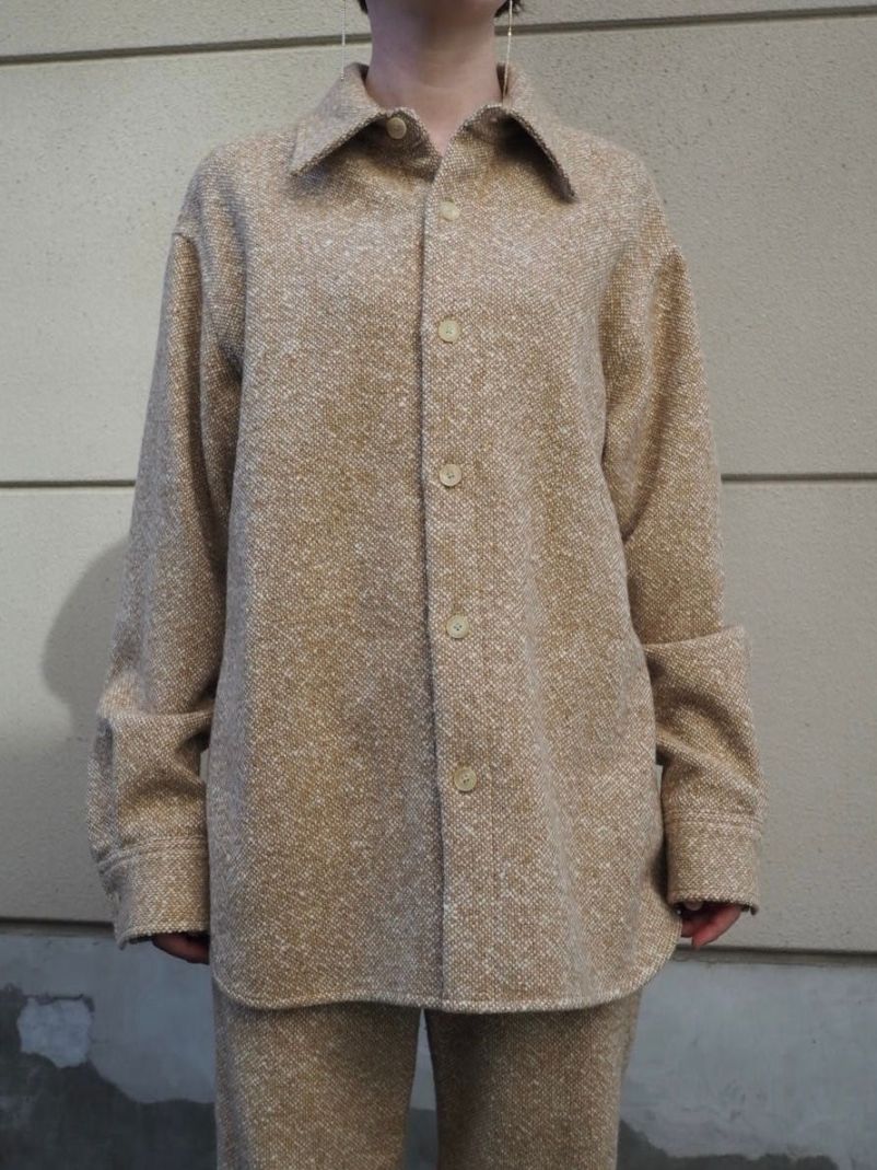 HOMESPUN TWEED SHIRT BLOUSON (CAMEL) A25AB04HT - CIENTO WEB STORE