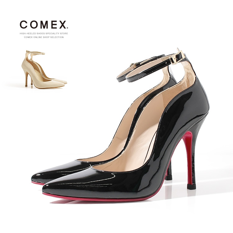 COMEX パンプス ハイヒール ポインテッドトゥ 日本製 本革 エナメル