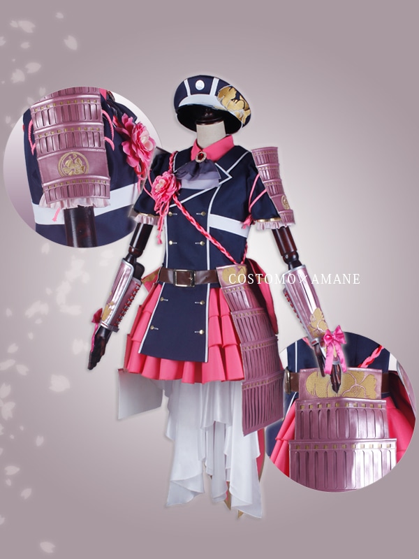 送料無料】とうらぶ風 ピンク×紺色ワンピース 桜色の装備品セット 極ver