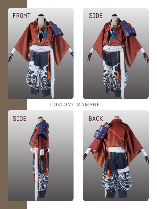 送料無料】とうらぶ風 特注グラデ生地使用橙色着物装備品セット 陸奥守