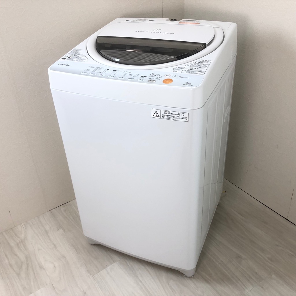 中古 洗濯機 送風乾燥機 6.0kg ピュアホワイト 東芝 AW-60GL-W 2012年