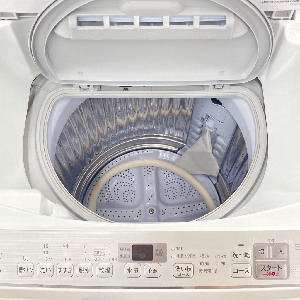 中古 洗濯5.5kg 乾燥3.5kg 縦型洗濯乾燥機 シャープ ES-TX5C-S 2019年