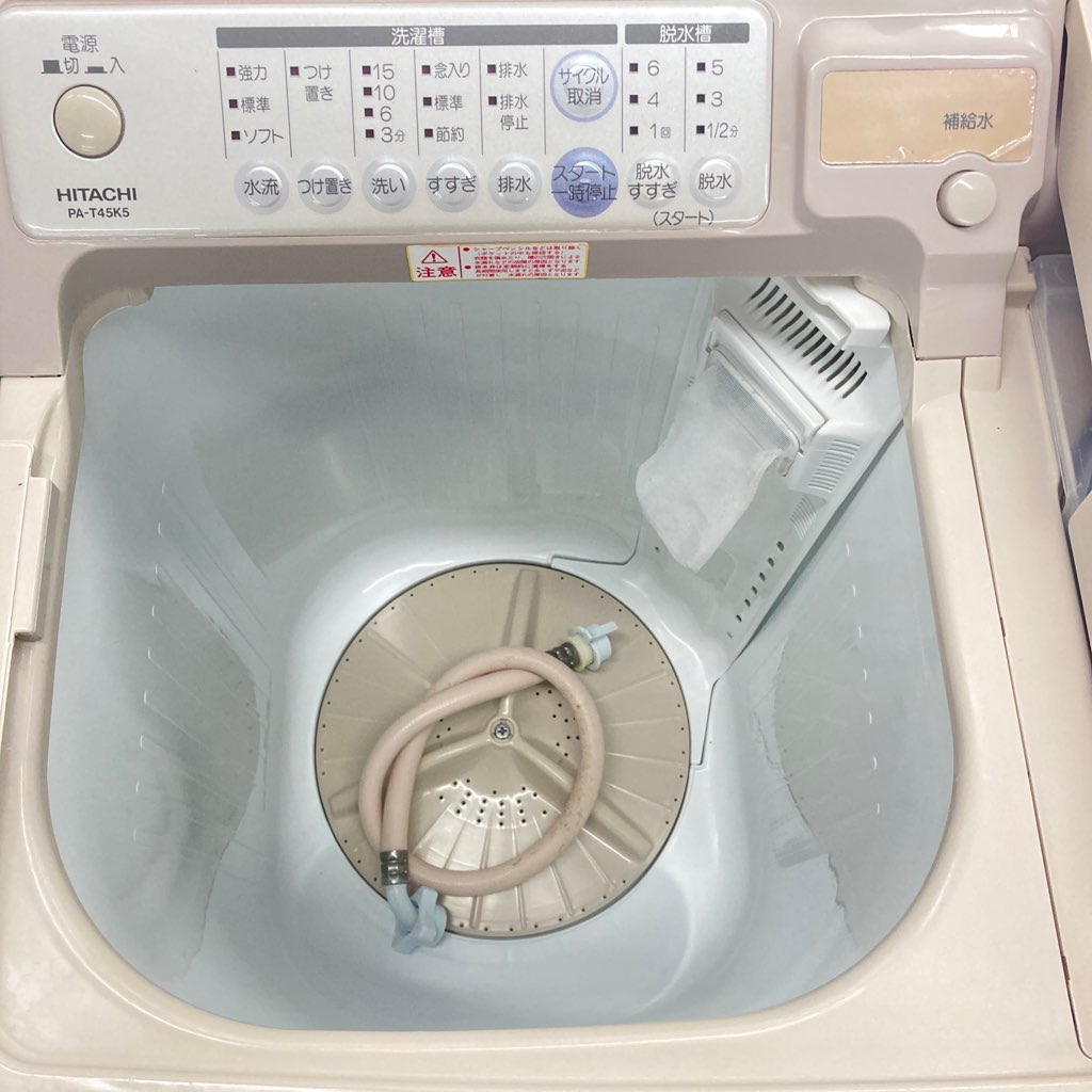 中古 4.5kg 自動2槽式洗濯機 青空 日立 PA-T45K5 2019年製造 二槽式 6