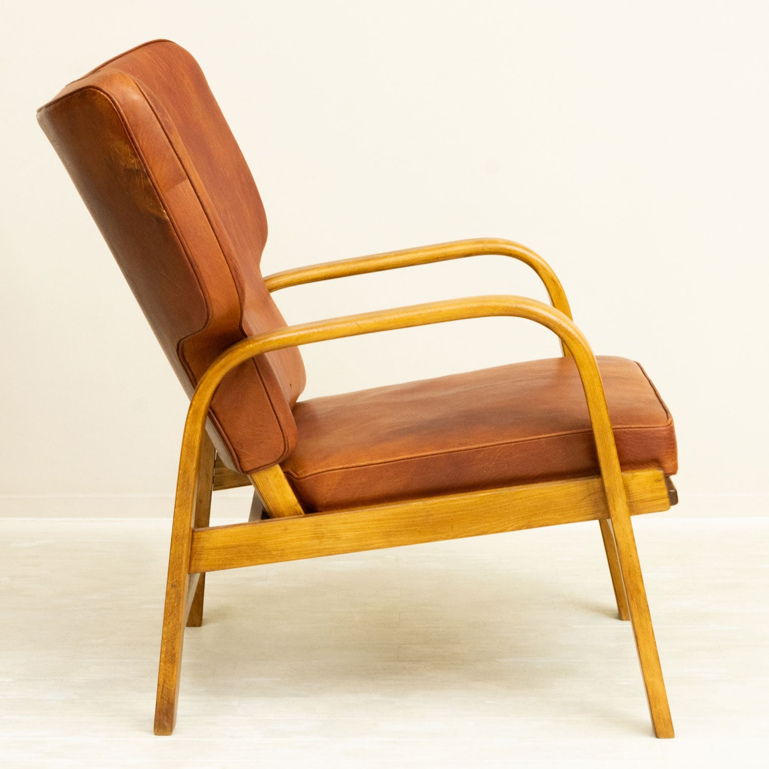 Magnus Stephensen イージーチェア ビーチ レザー ラタン 北欧